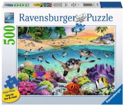 RAVENSBURGER CASSE-TÊTE 500 PIÈCES - LA COURSE DES BÉBÉS TORTUES DE MER #17456 LARGE PIÈCES